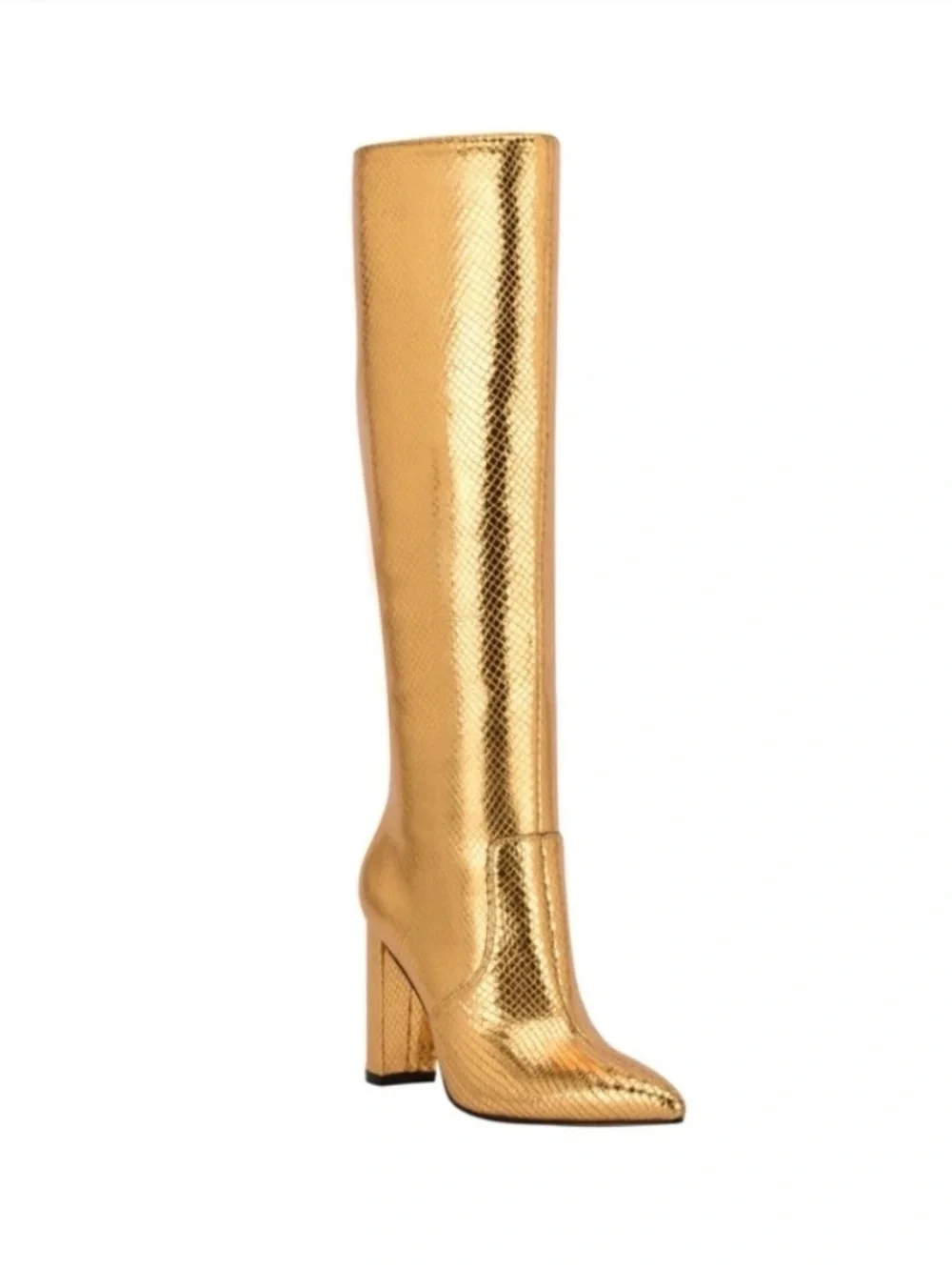 Marc Fisher Giancarlo Gold Knee High Heeled Boot sz 8.5